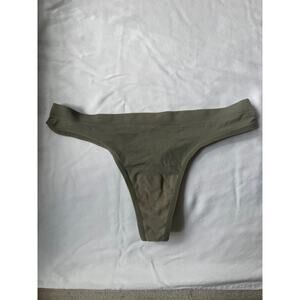 Barely There Olive Green Microfiber Thong Panty Size 6 Lightweight Stretch